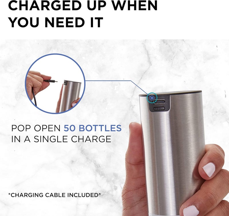 Ivation Rechargeable Automatic Wine Opener | Electric Cork Extractor Tool with Lithium Battery, LED Lights, USB Charging Cable, Bonus Foil Cutter & Elegant Gift Box | Uncorks 50 Bottles Per Charge - Image 2